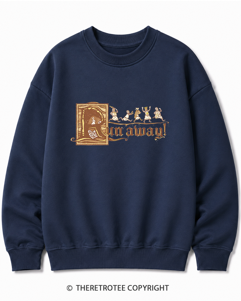 TheRetroTee Run Away 1970s Cotton Sweatshirt