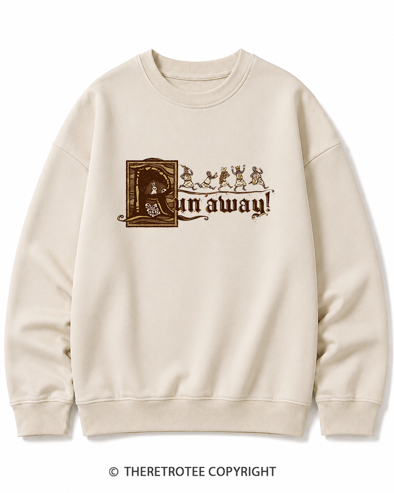 TheRetroTee Run Away 1970s Cotton Sweatshirt