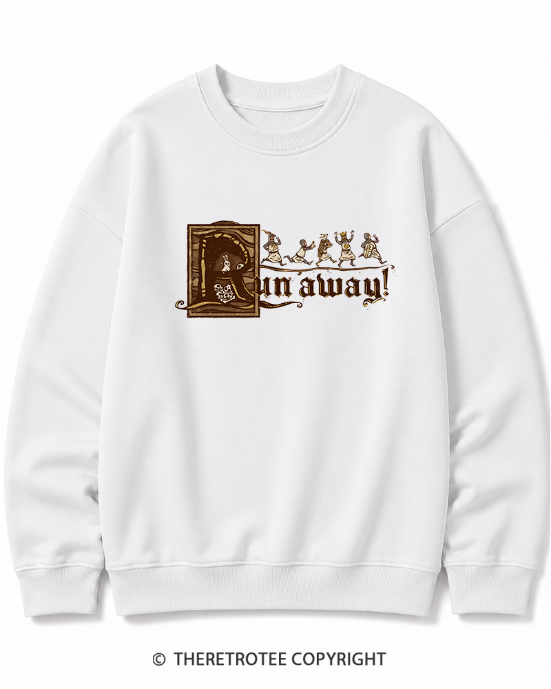 TheRetroTee Run Away 1970s Cotton Sweatshirt