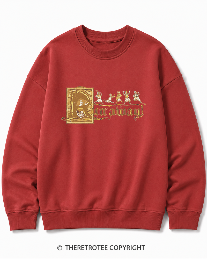 TheRetroTee Run Away 1970s Cotton Sweatshirt