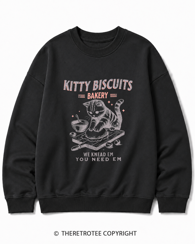 TheRetroTee Kitty Biscuits Bakery 1950s Cotton Sweatshirt