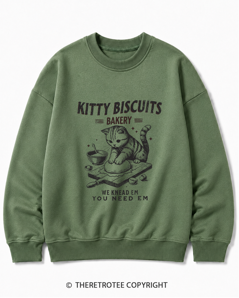 TheRetroTee Kitty Biscuits Bakery 1950s Cotton Sweatshirt