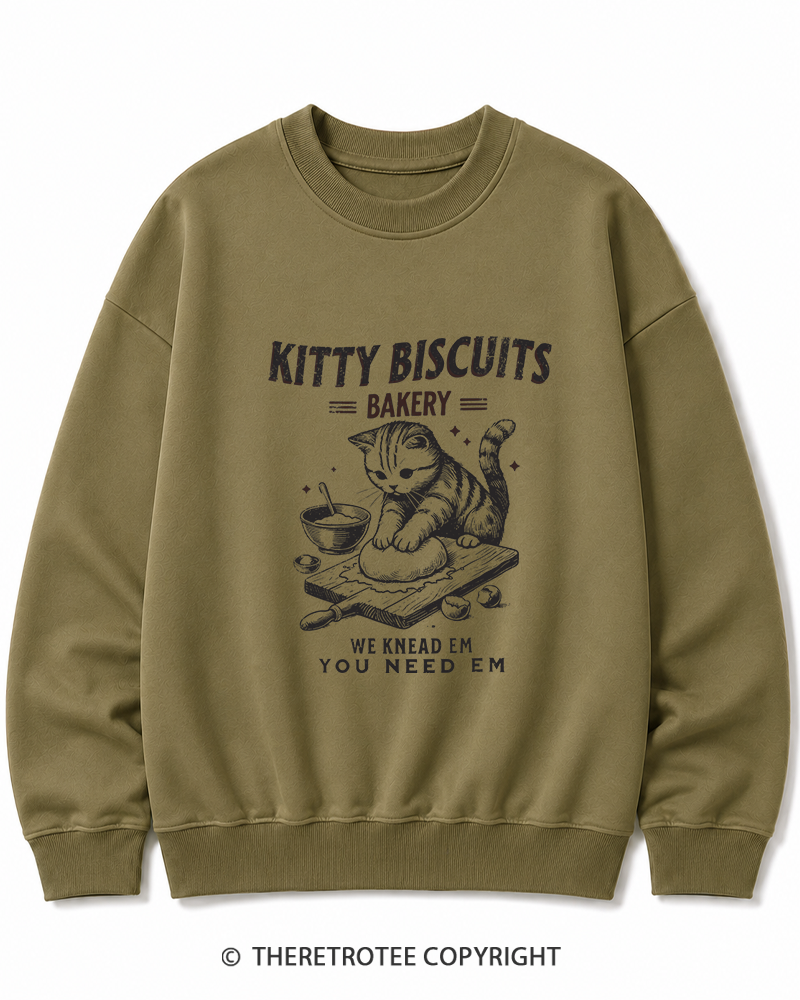 TheRetroTee Kitty Biscuits Bakery 1950s Cotton Sweatshirt