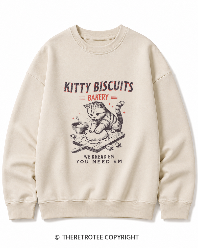 TheRetroTee Kitty Biscuits Bakery 1950s Cotton Sweatshirt
