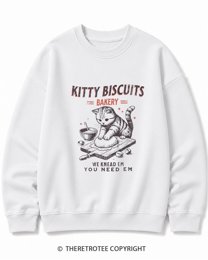 TheRetroTee Kitty Biscuits Bakery 1950s Cotton Sweatshirt