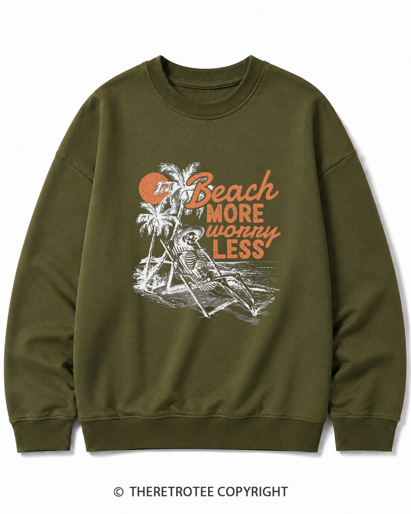 TheRetroTee Beach More Worry Less Cotton Sweatshirt