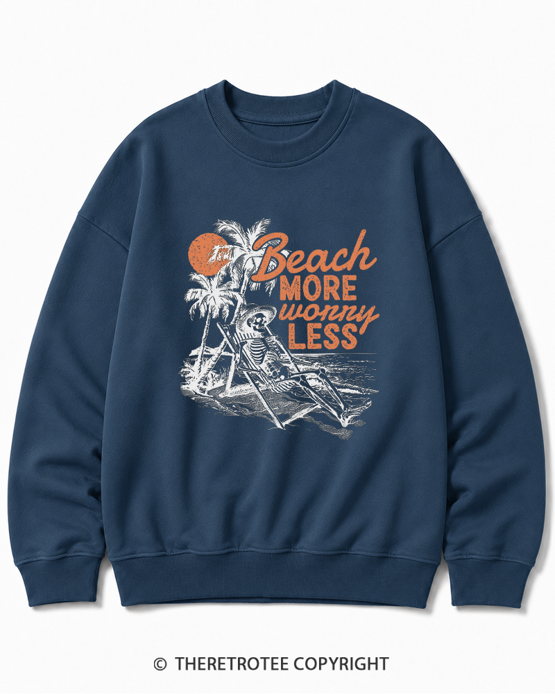 TheRetroTee Beach More Worry Less Cotton Sweatshirt