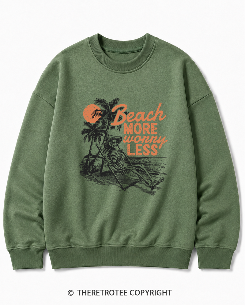 TheRetroTee Beach More Worry Less Cotton Sweatshirt