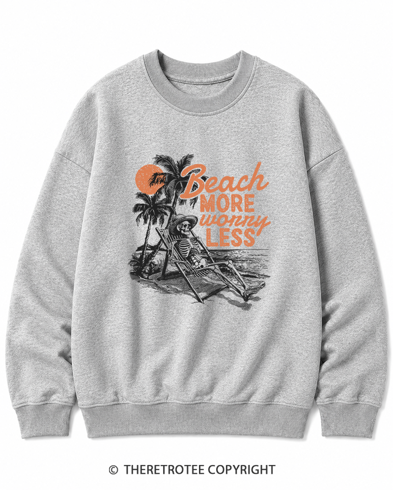 TheRetroTee Beach More Worry Less Cotton Sweatshirt