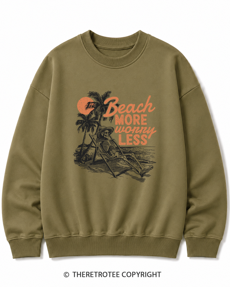 TheRetroTee Beach More Worry Less Cotton Sweatshirt