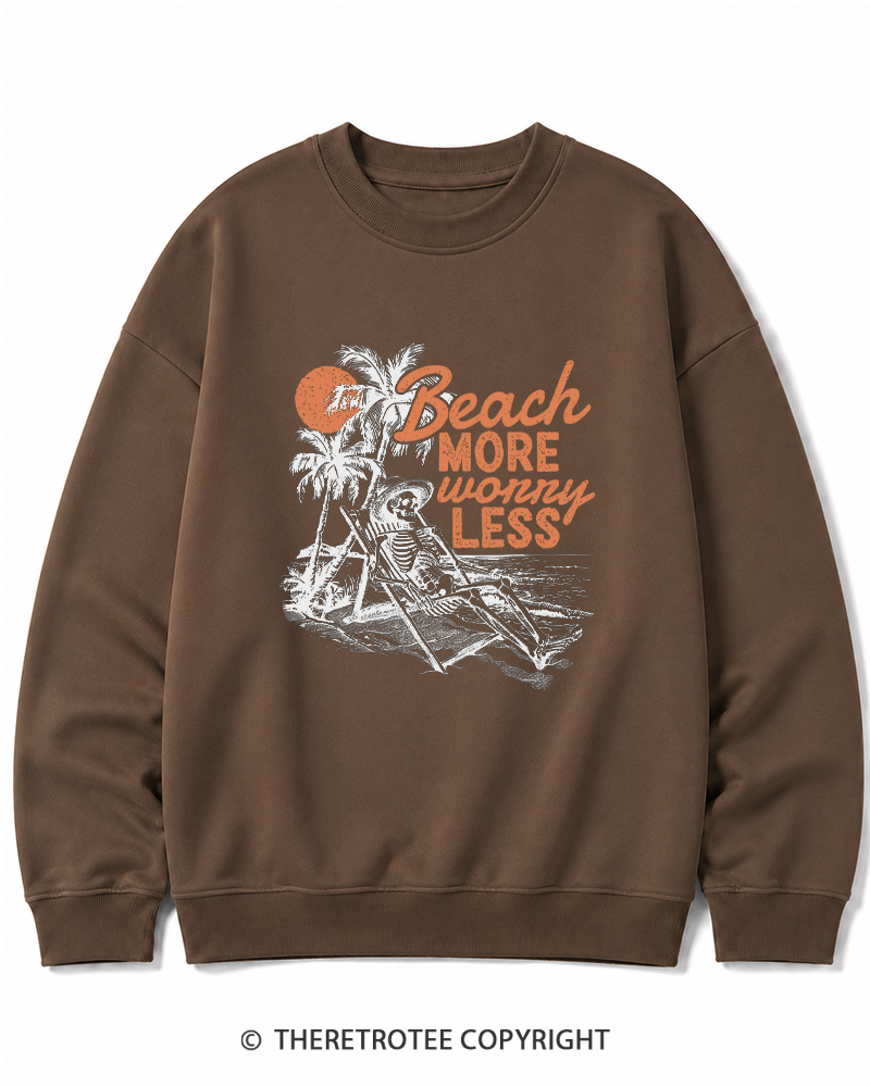 TheRetroTee Beach More Worry Less Cotton Sweatshirt