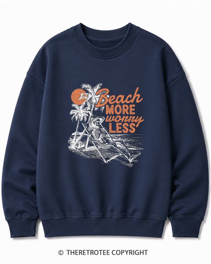 TheRetroTee Beach More Worry Less Cotton Sweatshirt
