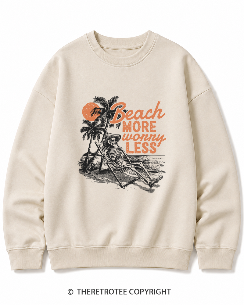 TheRetroTee Beach More Worry Less Cotton Sweatshirt
