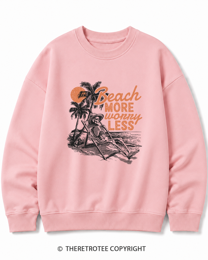 TheRetroTee Beach More Worry Less Cotton Sweatshirt