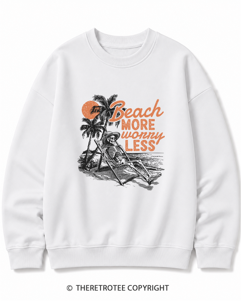 TheRetroTee Beach More Worry Less Cotton Sweatshirt