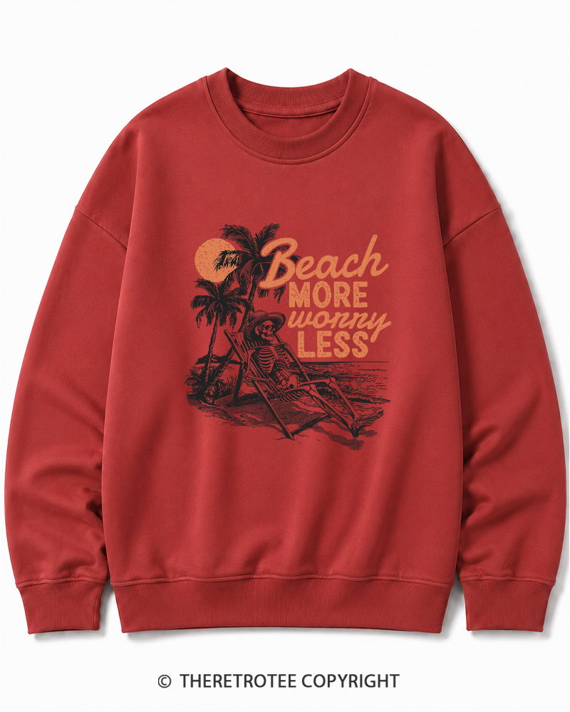 TheRetroTee Beach More Worry Less Cotton Sweatshirt
