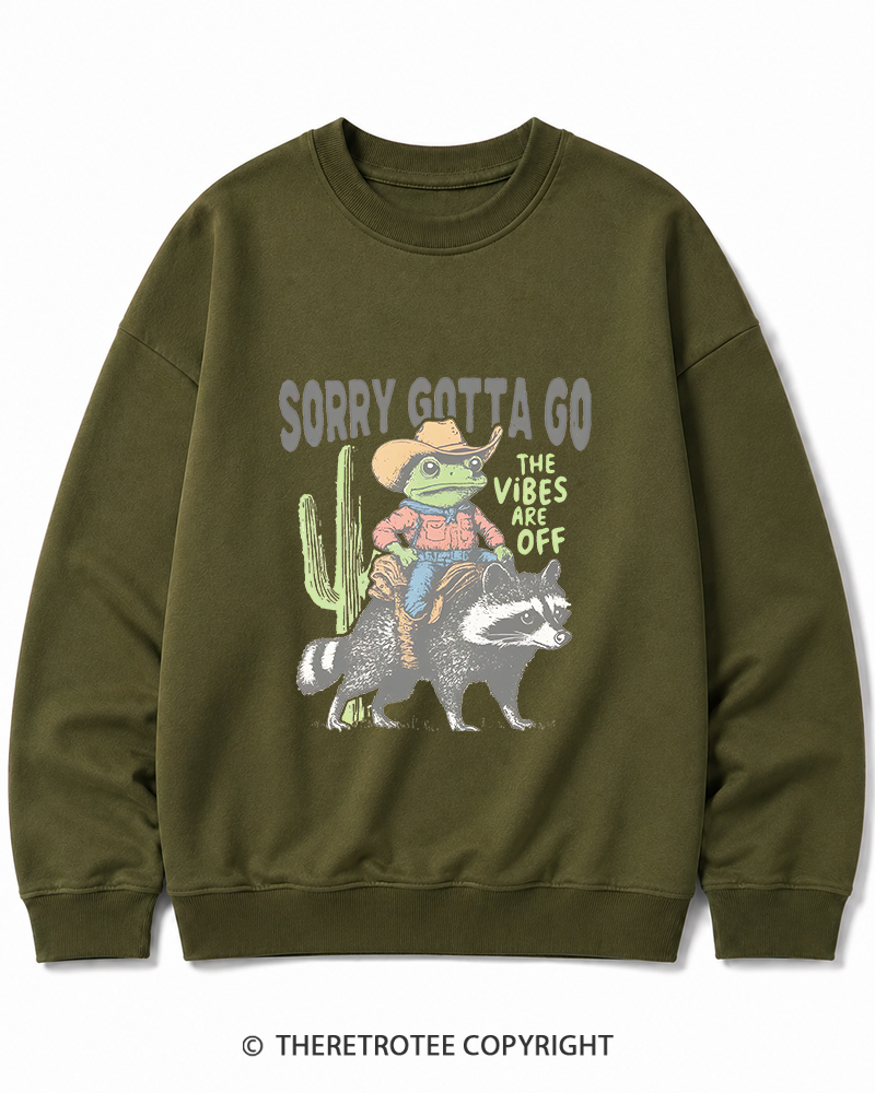 TheRetroTee 1890s Style Cowboy Frog Riding Raccoon Cotton Sweatshirt