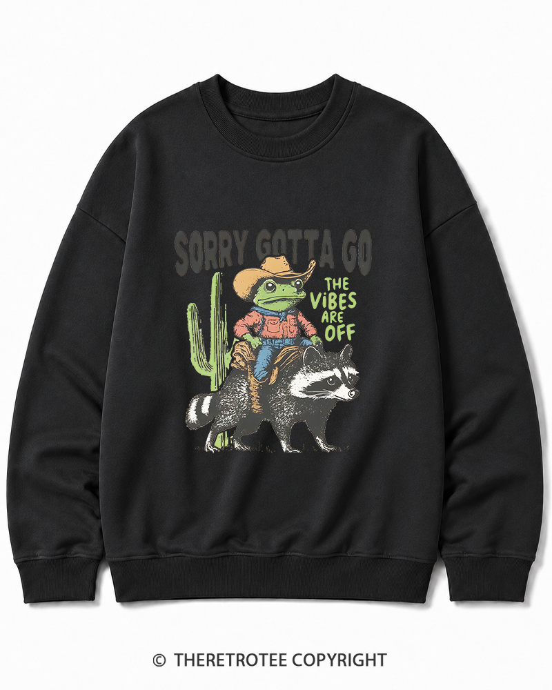 TheRetroTee 1890s Style Cowboy Frog Riding Raccoon Cotton Sweatshirt