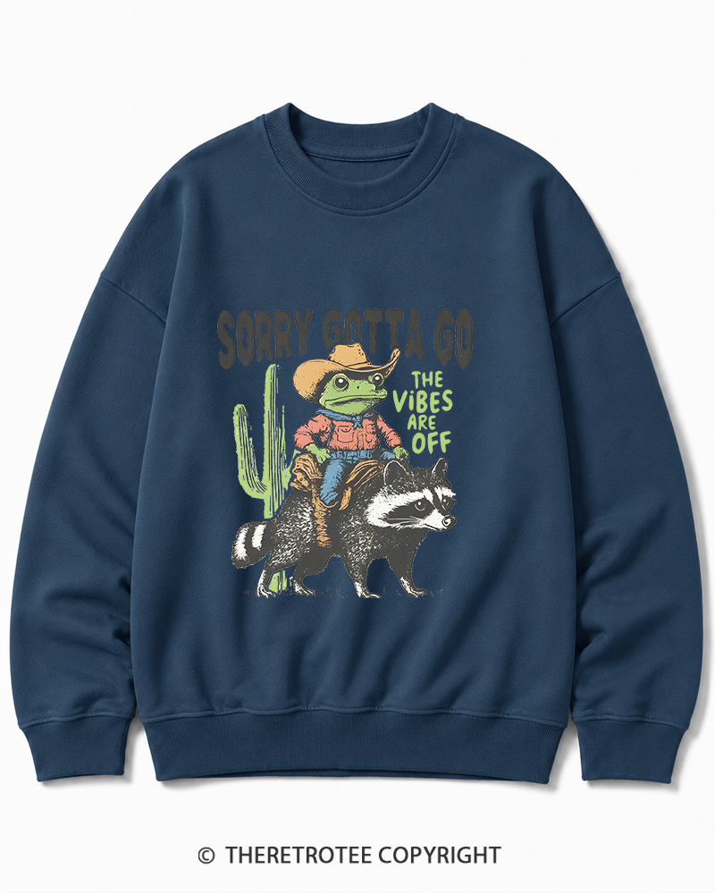 TheRetroTee 1890s Style Cowboy Frog Riding Raccoon Cotton Sweatshirt