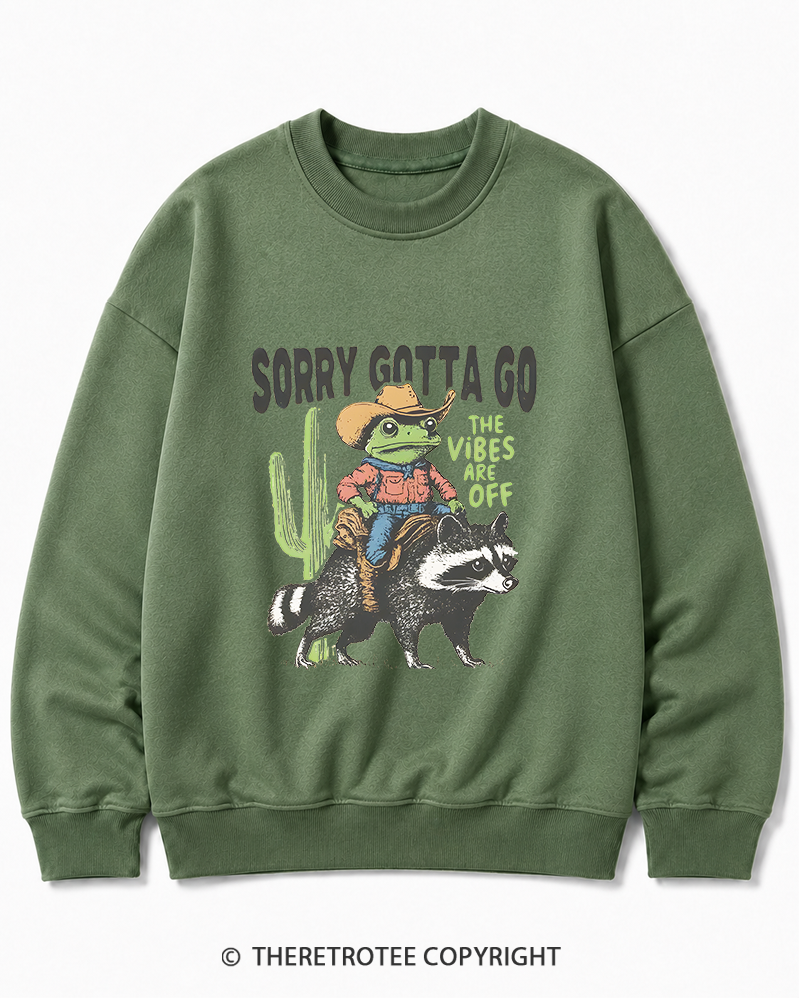 TheRetroTee 1890s Style Cowboy Frog Riding Raccoon Cotton Sweatshirt