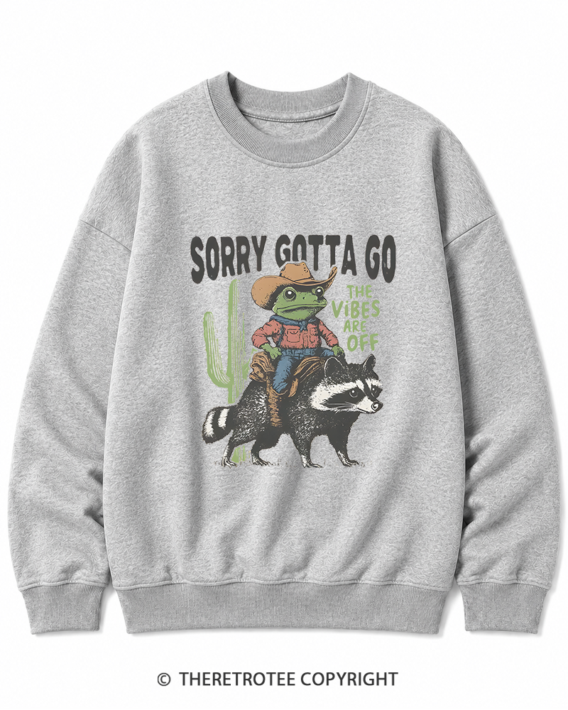 TheRetroTee 1890s Style Cowboy Frog Riding Raccoon Cotton Sweatshirt