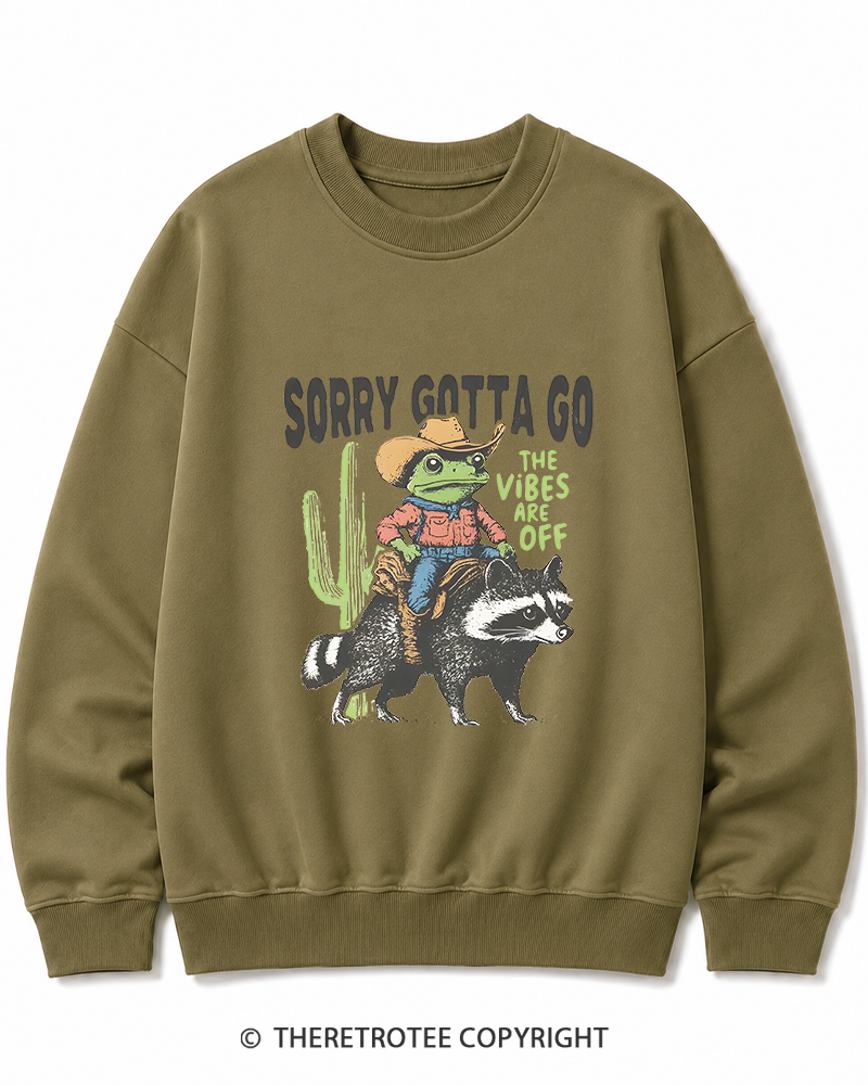 TheRetroTee 1890s Style Cowboy Frog Riding Raccoon Cotton Sweatshirt