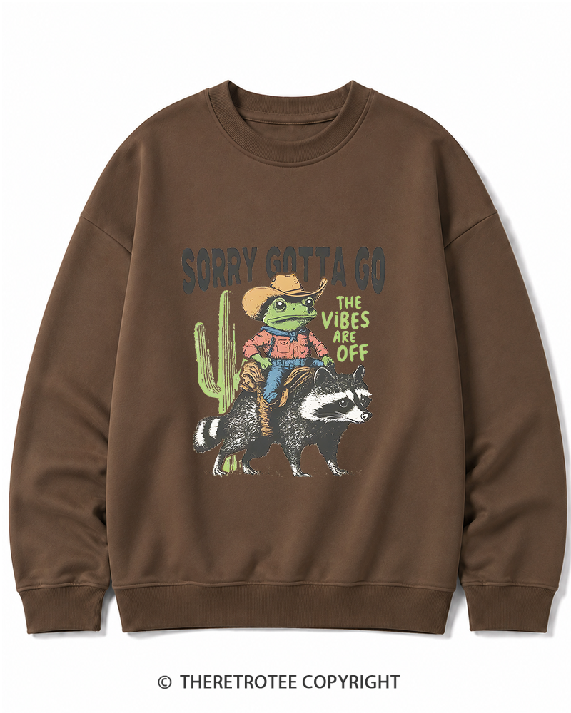 TheRetroTee 1890s Style Cowboy Frog Riding Raccoon Cotton Sweatshirt