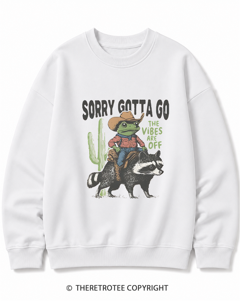 TheRetroTee 1890s Style Cowboy Frog Riding Raccoon Cotton Sweatshirt