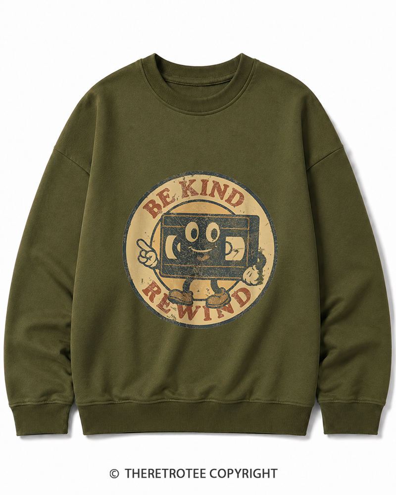 TheRetroTee Be Kind Rewind Graphic 1980s Cotton Sweatshirt