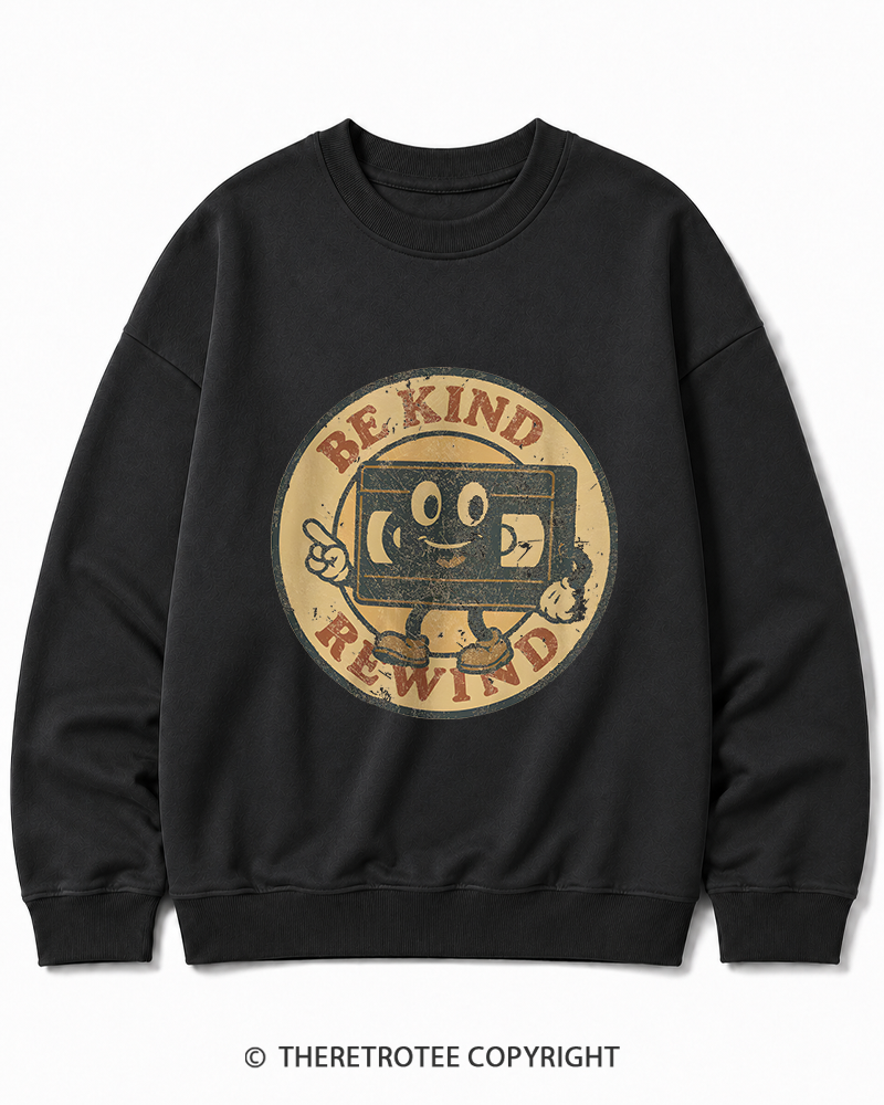 TheRetroTee Be Kind Rewind Graphic 1980s Cotton Sweatshirt