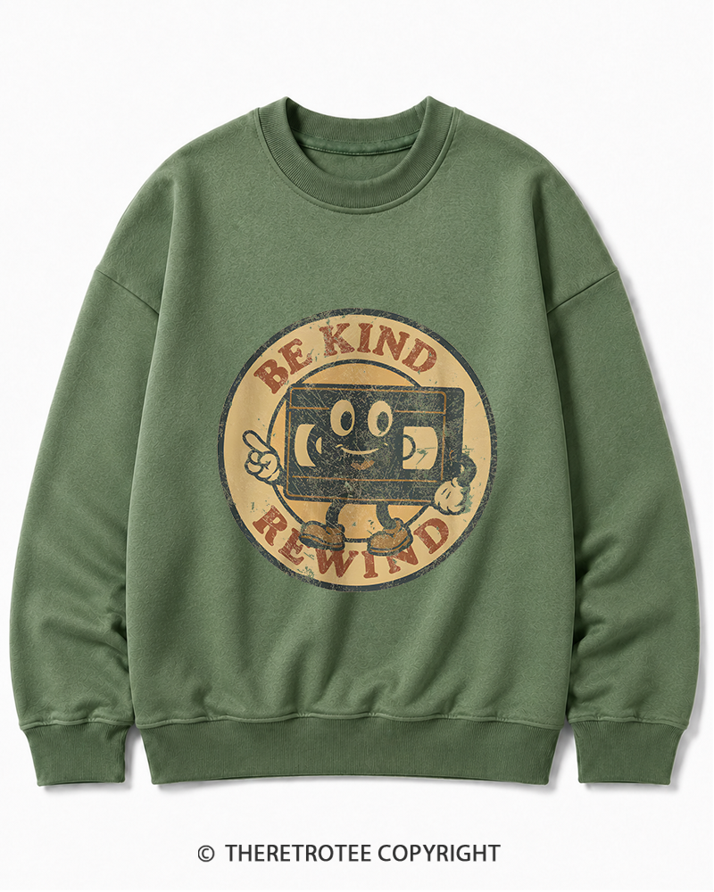 TheRetroTee Be Kind Rewind Graphic 1980s Cotton Sweatshirt