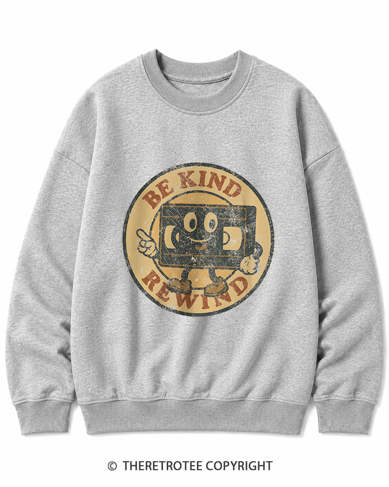TheRetroTee Be Kind Rewind Graphic 1980s Cotton Sweatshirt