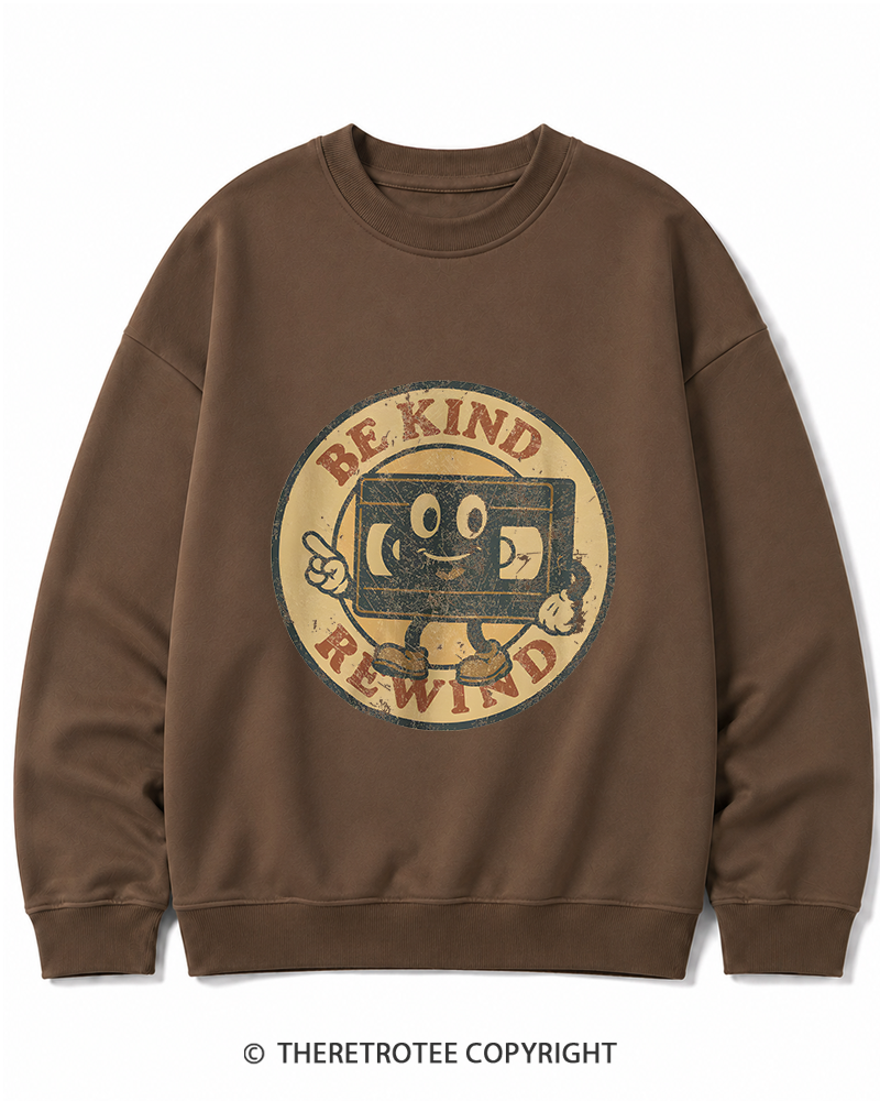 TheRetroTee Be Kind Rewind Graphic 1980s Cotton Sweatshirt