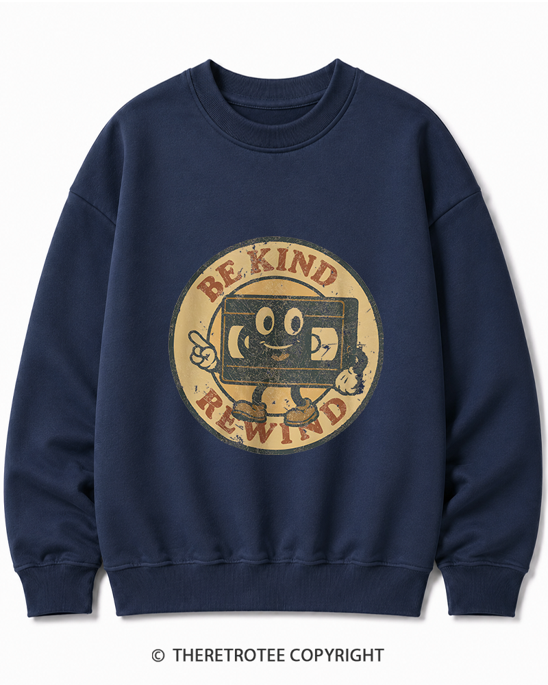 TheRetroTee Be Kind Rewind Graphic 1980s Cotton Sweatshirt