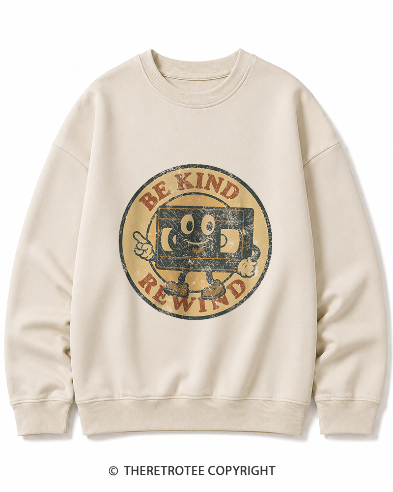 TheRetroTee Be Kind Rewind Graphic 1980s Cotton Sweatshirt