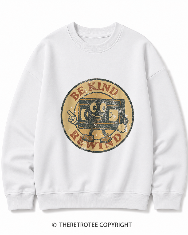 TheRetroTee Be Kind Rewind Graphic 1980s Cotton Sweatshirt