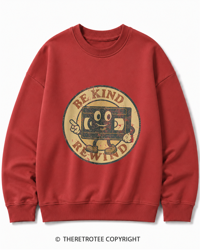 TheRetroTee Be Kind Rewind Graphic 1980s Cotton Sweatshirt