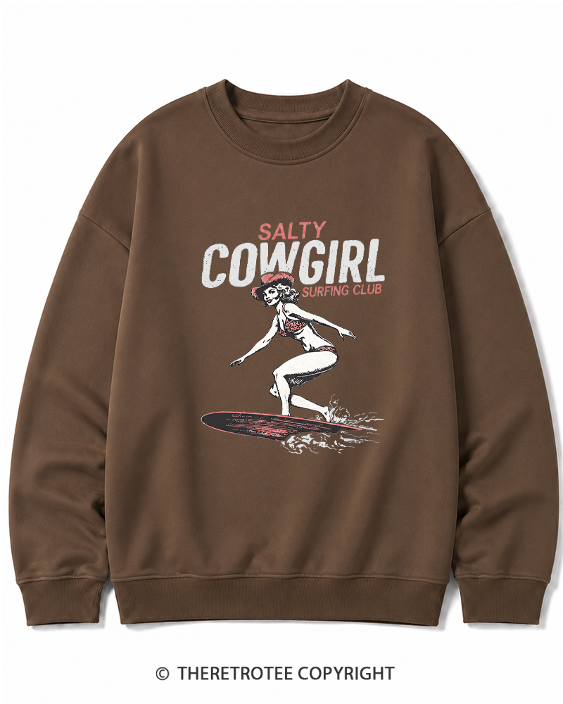 TheRetroTee Salty Cowgirl Surfing Club Cotton Sweatshirt
