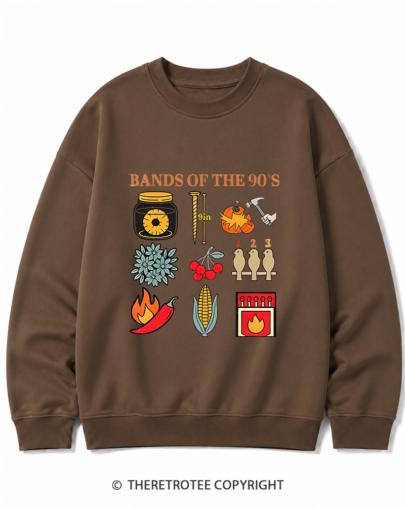TheRetroTee Popular Music Bands of The 1990s Cotton Sweatshirt