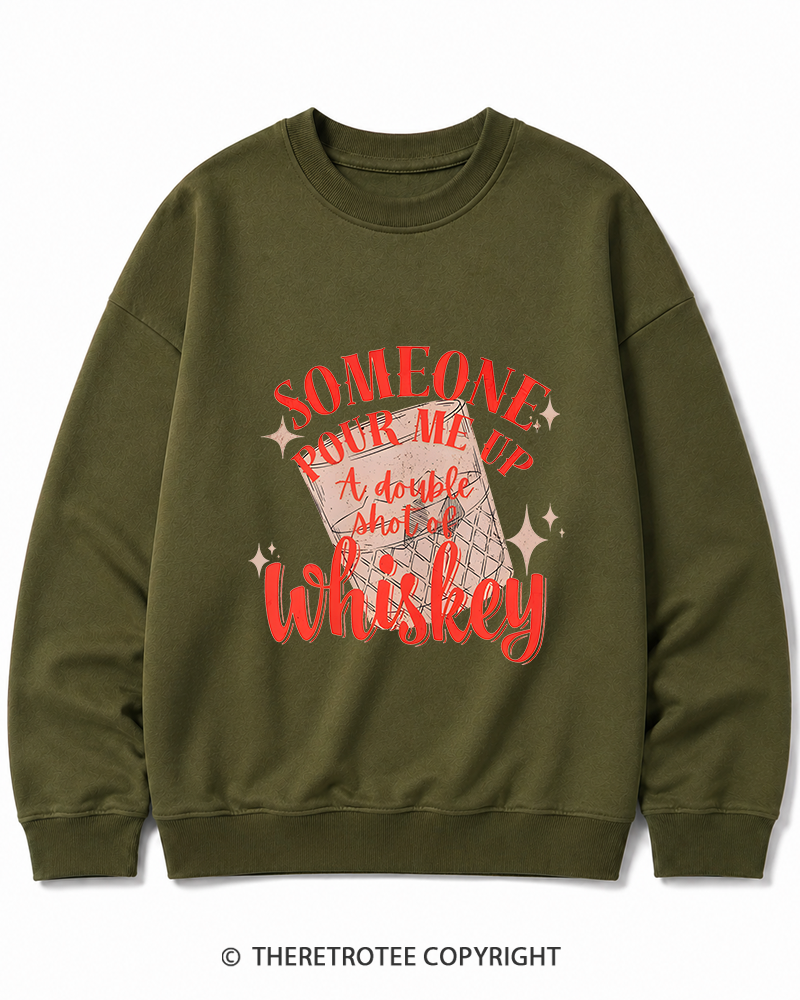 TheRetroTee Pour me a double Whiskey 1970s Cotton Sweatshirt