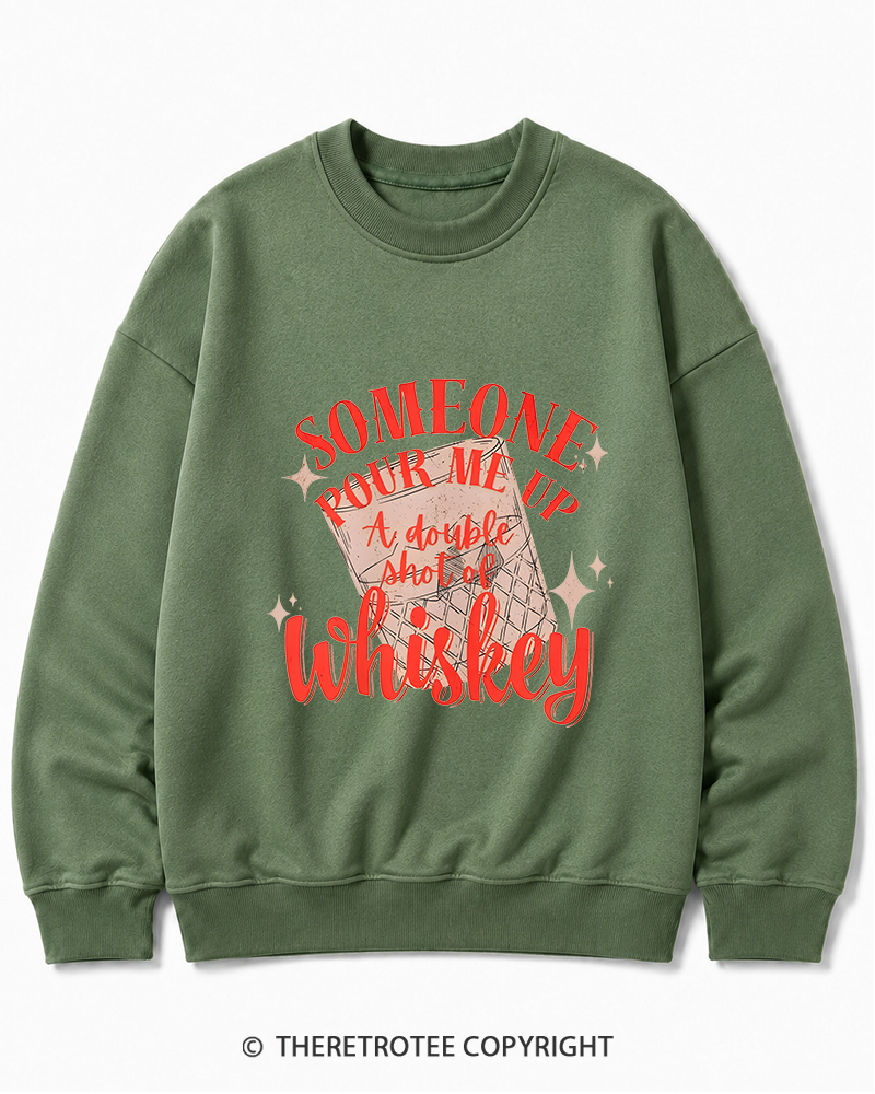 TheRetroTee Pour me a double Whiskey 1970s Cotton Sweatshirt