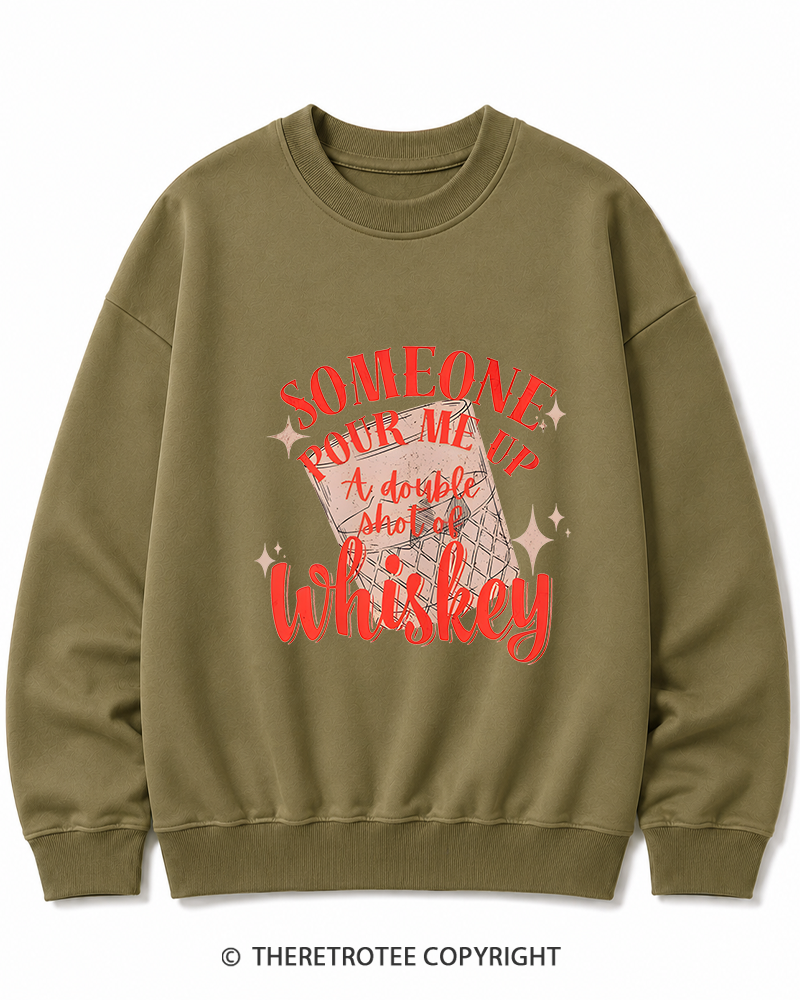 TheRetroTee Pour me a double Whiskey 1970s Cotton Sweatshirt