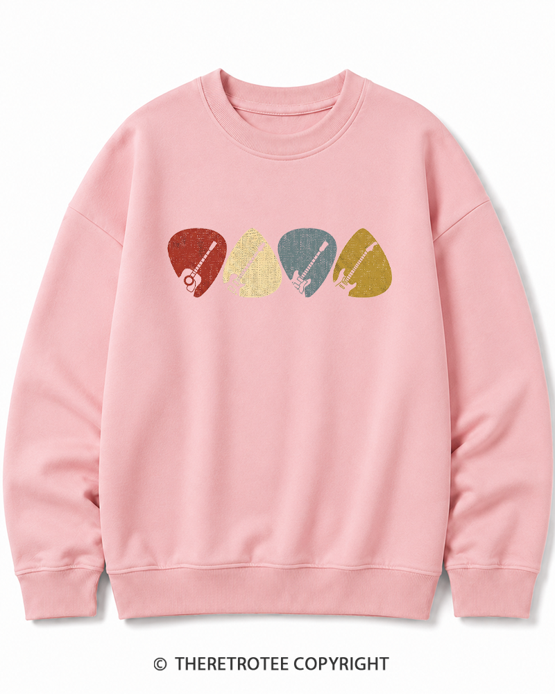 TheRetroTee Guitar Pick Gift For Guitarist 1980s Cotton Sweatshirt