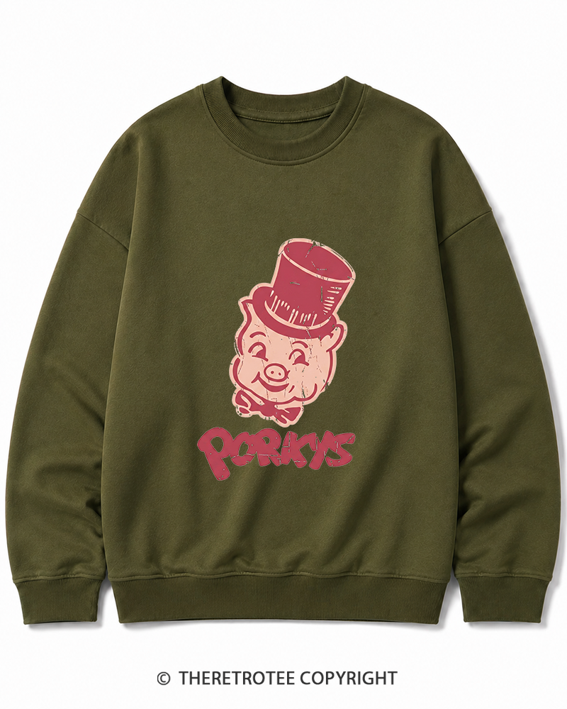 TheRetroTee Classic Whimsical Pig 1950s Cotton Sweatshirt