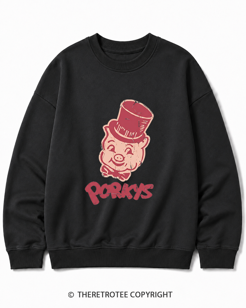 TheRetroTee Classic Whimsical Pig 1950s Cotton Sweatshirt