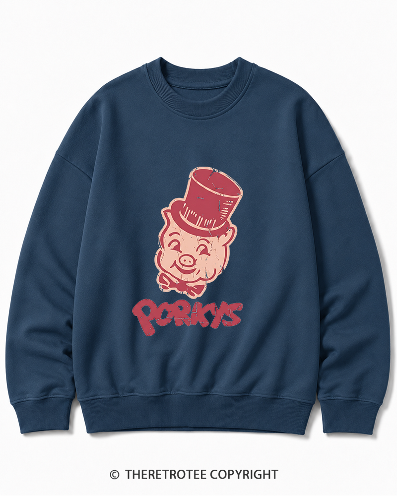 TheRetroTee Classic Whimsical Pig 1950s Cotton Sweatshirt