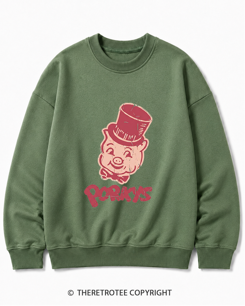 TheRetroTee Classic Whimsical Pig 1950s Cotton Sweatshirt