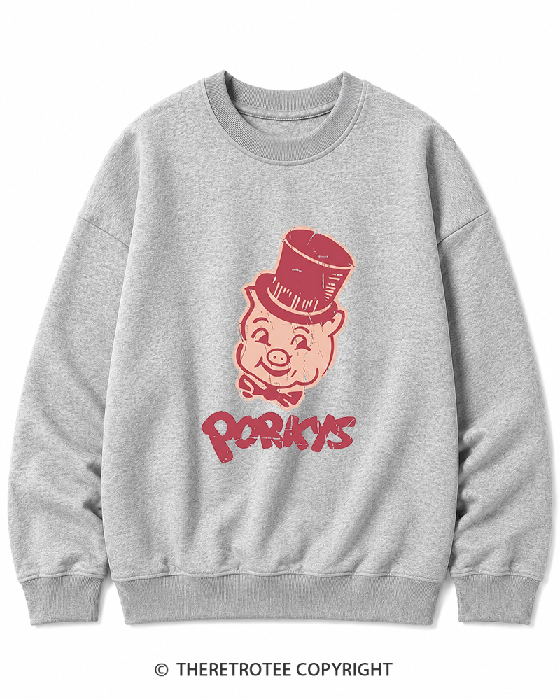 TheRetroTee Classic Whimsical Pig 1950s Cotton Sweatshirt