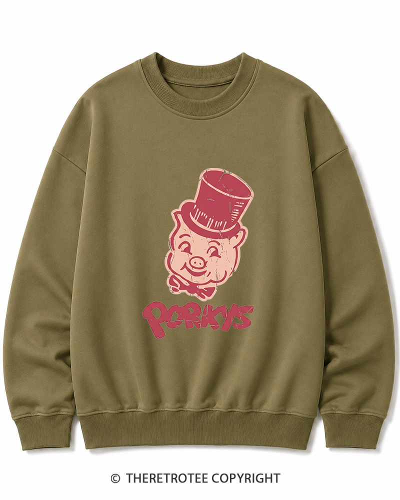 TheRetroTee Classic Whimsical Pig 1950s Cotton Sweatshirt