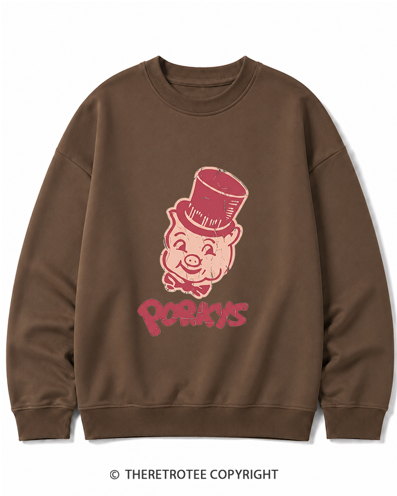 TheRetroTee Classic Whimsical Pig 1950s Cotton Sweatshirt